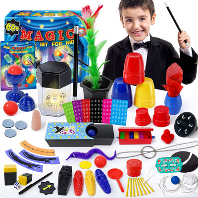 PATIFEED Magic Kit, 60 Magic Tricks for Kids Age 6-8, Magic Set with Instructions, Gift Toys for Kids Ages 6 7 8 9 10 11 12 Year Old