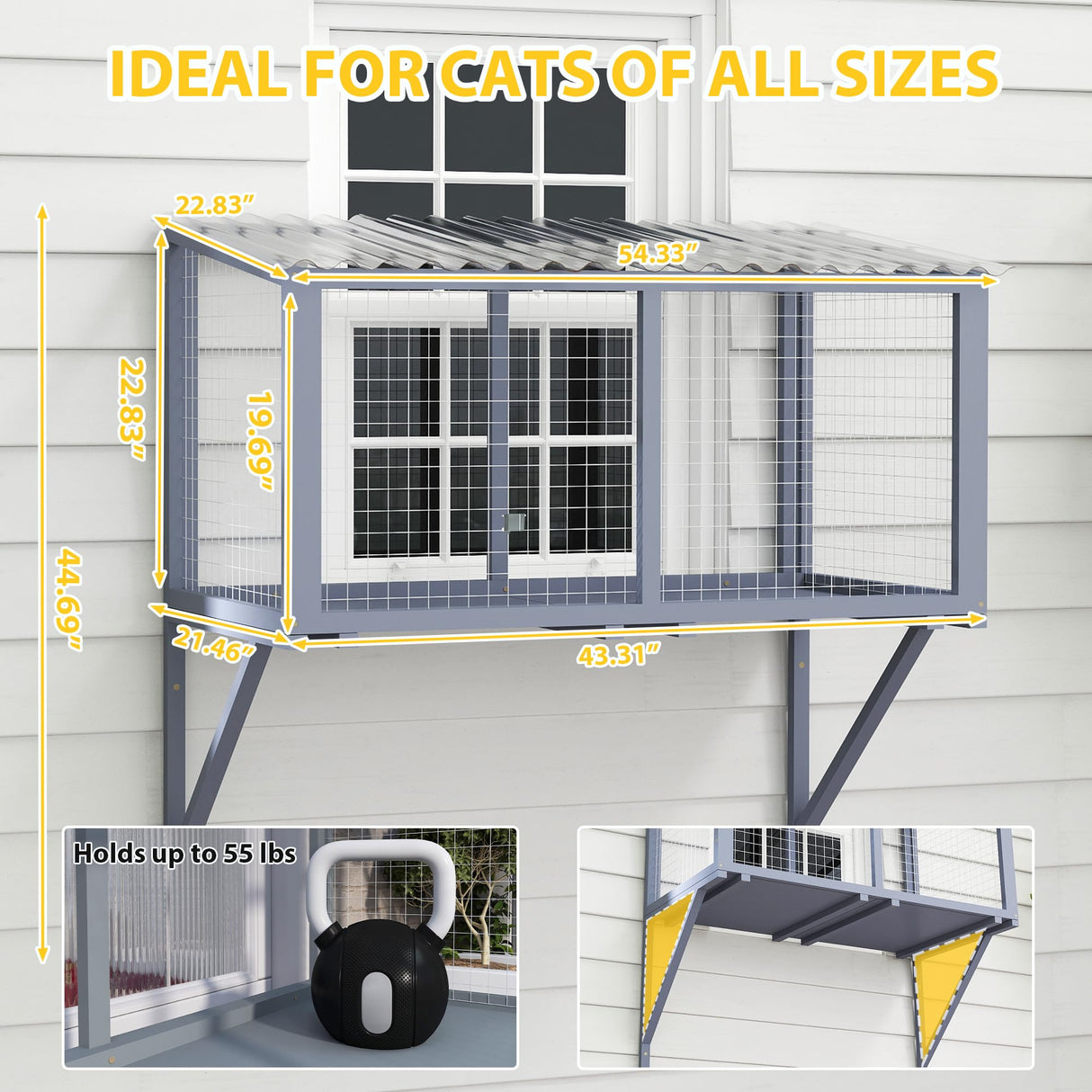 COZIWOW Window Catio, Catio Outdoor Cat Enclosure Window Box, Wooden Cat Window Perch COZIWOW