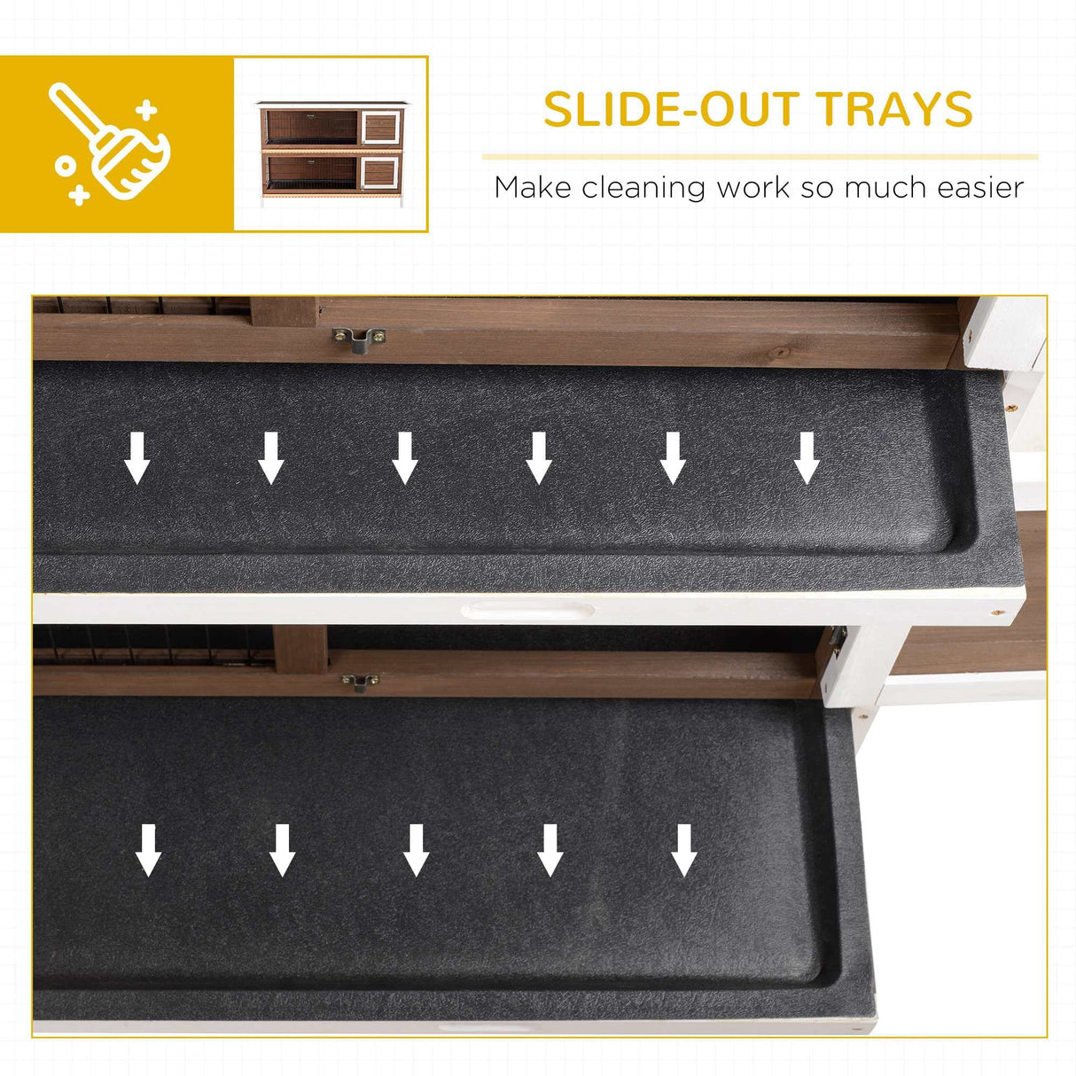 PawHut 54" 2-Story Large Rabbit Hutch Bunny Cage Wooden Pet House Small Animal Habitat with Lockable Doors, No Leak Tray and Waterproof Roof for Outdoor/Indoor Brown PawHut