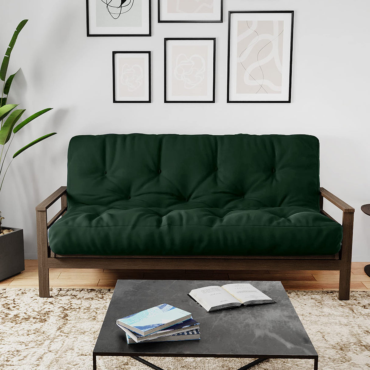 Royal Sleep Products by The Futon Factory 10 inch Memory Foam and Pocket Coil Futon Mattress - Solid Hunter Green Cover - Full Size - CertiPUR Certified Foams - Made in USA - (Frame not Included) Royal Sleep Products