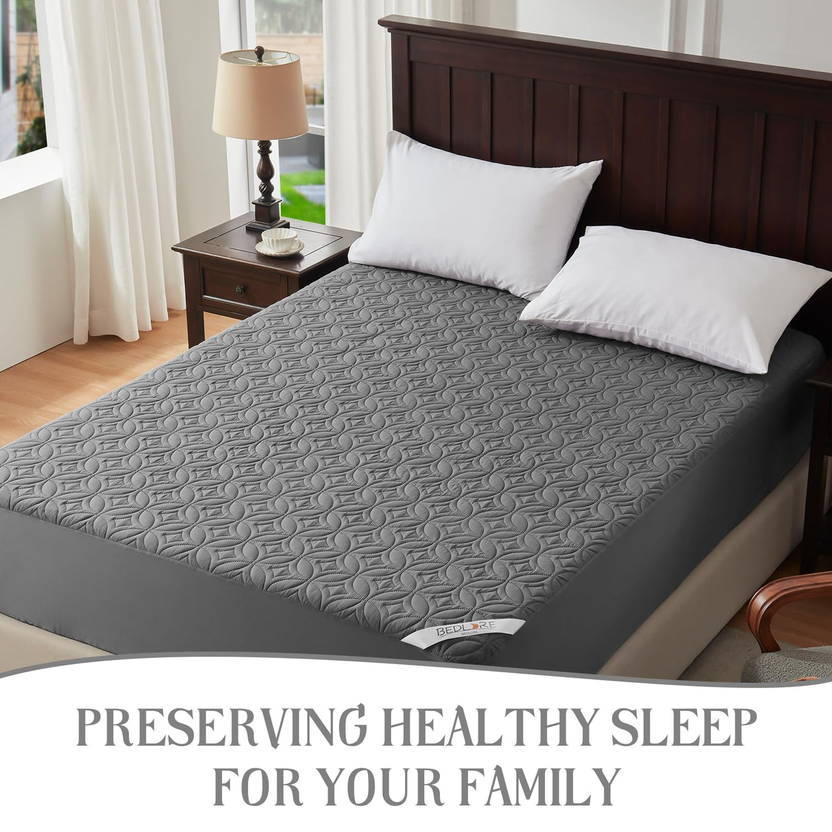 BEDLORE Waterproof Mattress Protector, King Size Mattress Pad with Deep Pocket 6"-18" Depth, Soft Noiseless Dirt-Proof Bed Mattress Cover Washable for Home, Bedroom, Hotel (Gray) BEDLORE