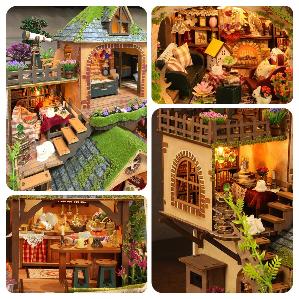 RHZN Miniature House Kit, Dollhouse Kit, Miniature Kit, DIY Mini House Building Kit for Adult Teen, Forest Adventure RHZN