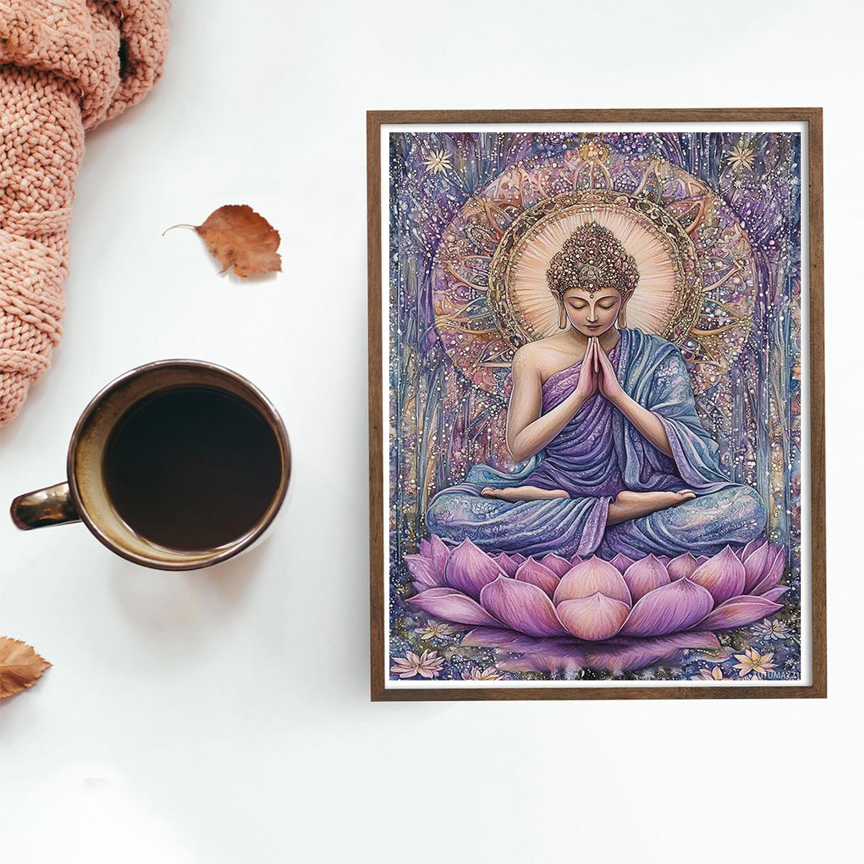 TUTUMAY21 Purple Buddha in Prayer Diamond Art Kits for Adults, Diamond Painting Kit for Adult Beginners Diamond Art Kits Home Wall Decor Gifts for Women 12x16 inch TUTUMAY21