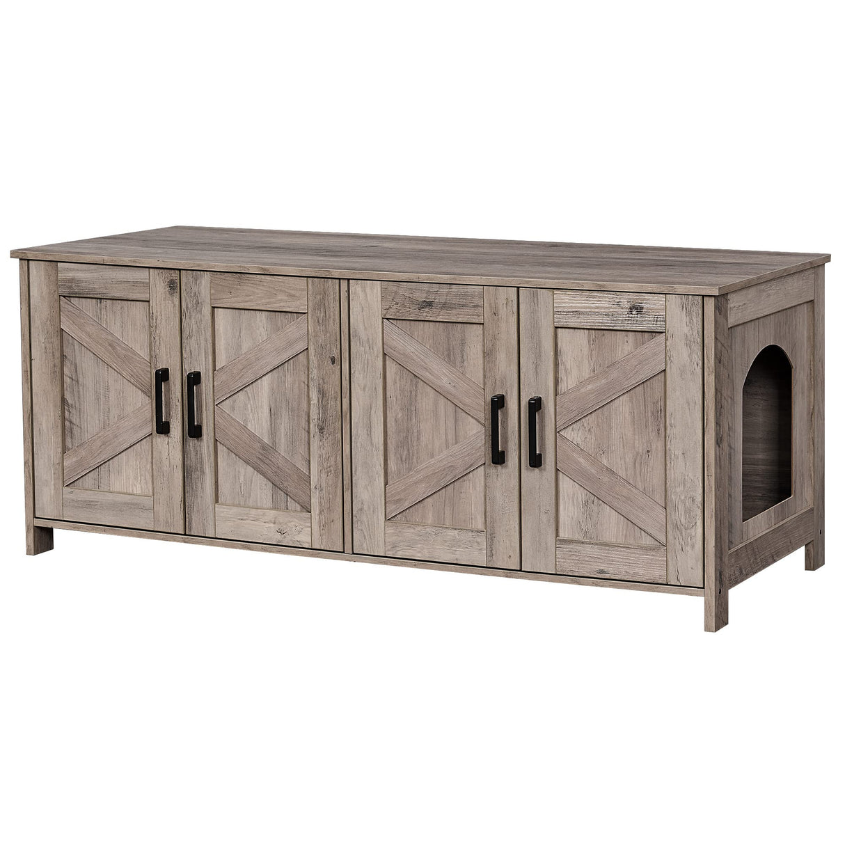 Homhedy Cat Litter Box Enclosure for 2 Cats, Litter Box Furniture Hidden with Double Room,Wooden Cat Washroom Furniture,Cat House,47.2”L x 19.7”W x 19.7”H,Greige Homhedy