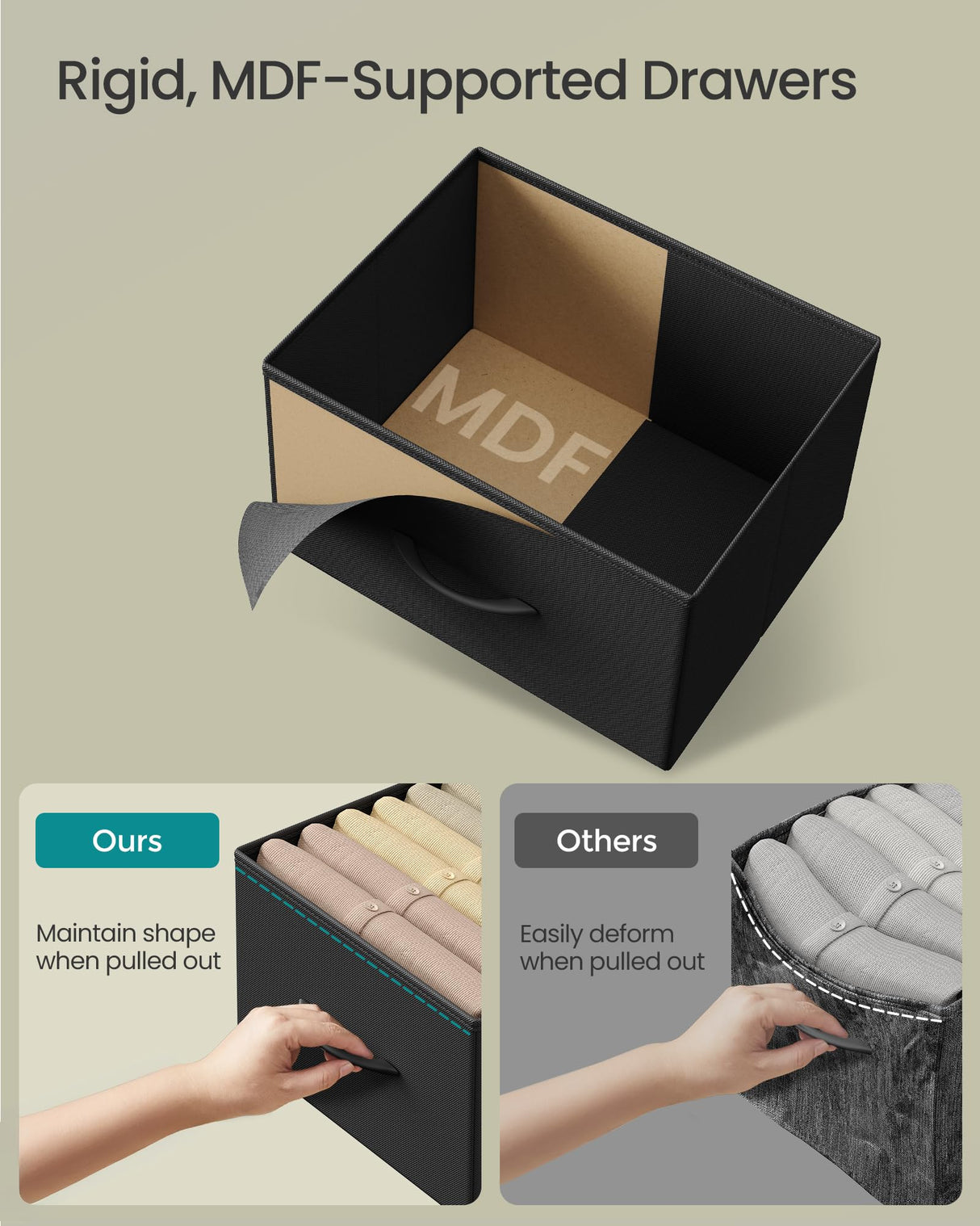 SONGMICS Dresser for Bedroom, Chest of Drawers, Steel, MDF, 9 Non-Woven Fabric Drawers, Storage Organizer Unit, Closet, Entryway, Ink Black and Ebony Black LGS324B01S SONGMICS