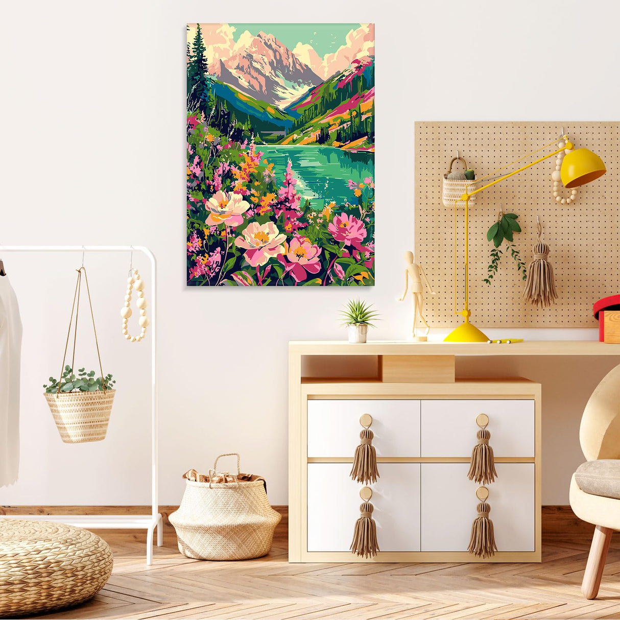 MOGTAA Mountain Paint by Number Kit for Adults Beginners Framed, Adult Paint by Number Kits On Canvas, Easy Adults' Paint-by-Number Kits, DIY Mountain Oil Painting Kits for Home Decor, 8x12in MOGTAA