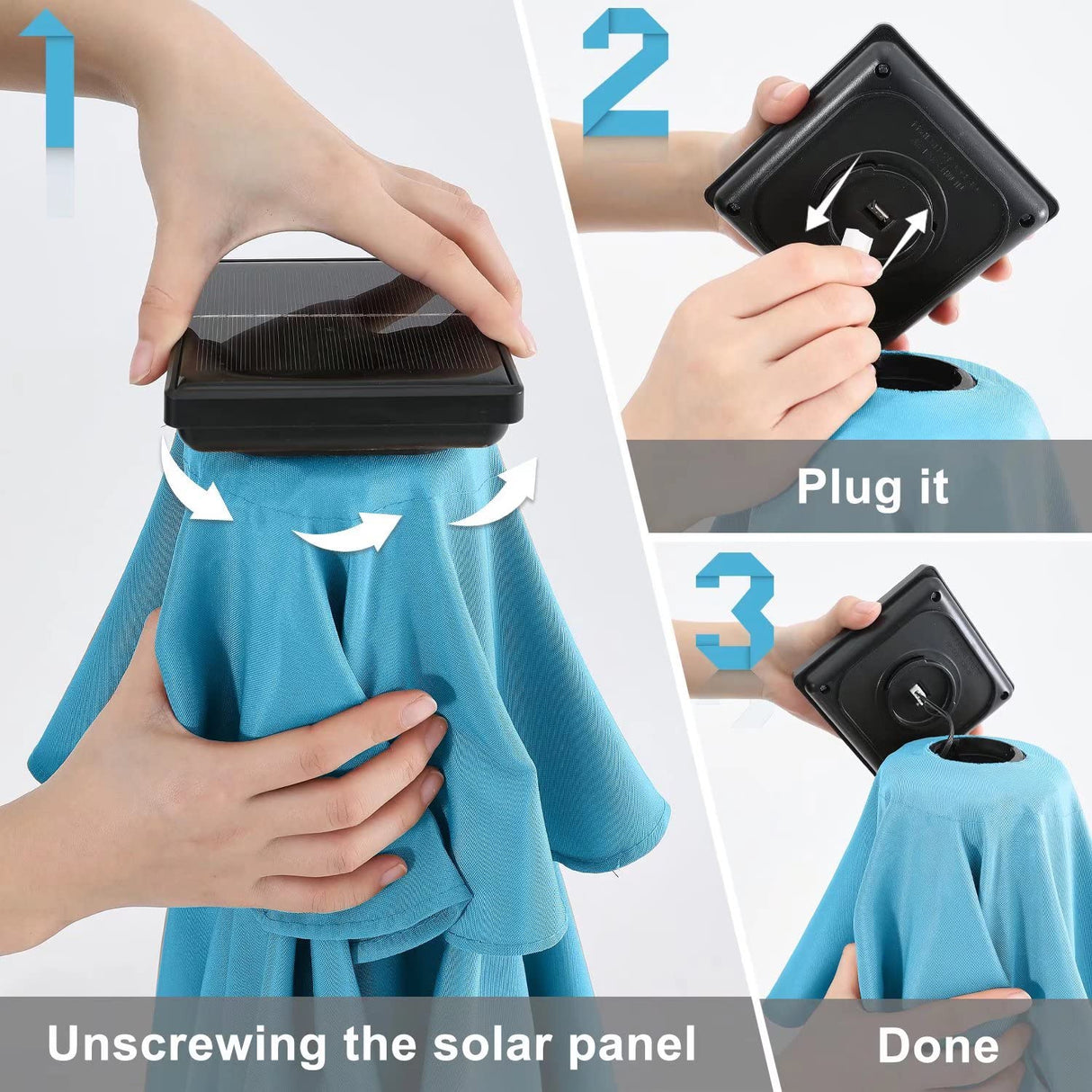 ABCCANOPY Durable Solar Led Patio Umbrellas with 32LED Lights 9FT (Turquoise) ABCCANOPY