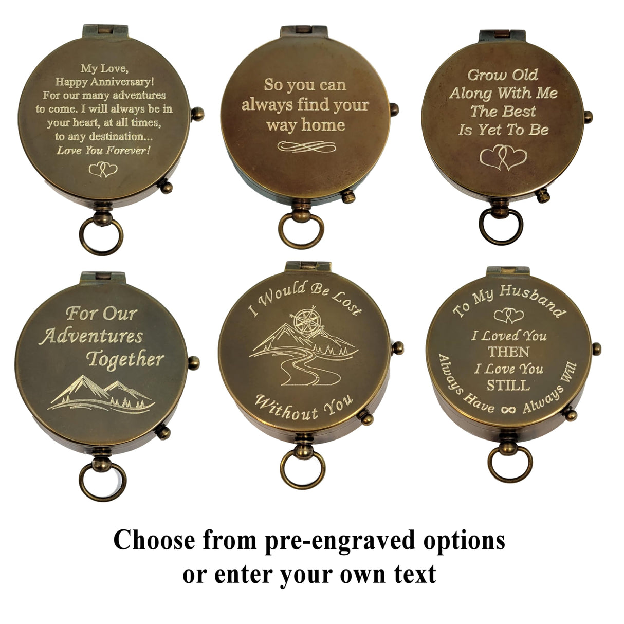 Anniversary Compass Gifts for Husband, Boyfriend, Men, Him | Engraved Compass Personalized | Wedding Gift Compasses to Groom, Bride, Fiancé, Her, Wife, Girlfriend, Spouse (Design My Own) Stanley London