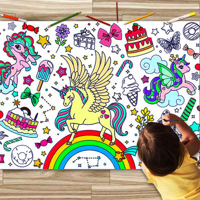 JUNQIU Unicorn Coloring Table Cloth for Kids, 72 * 31Inch Giant Coloring Poster for Unicorn Birthday Decorations/Party Games/Birthday Activities/Crafts/Coloring Paper Roll