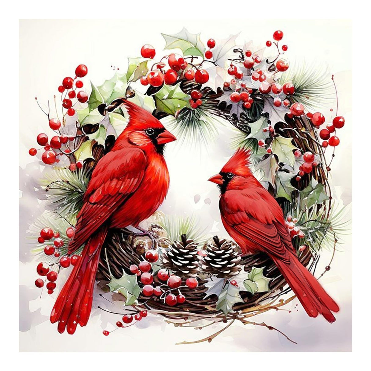 SJUTOUCI Cardinal Diamond Painting Kits for Adults, Diamond Art Kits for Beginners, 5D DIY Diamond Dot Art, Full Drill Gem Craft for Home Decor 12x12 inch, Christmas SJUTOUCI