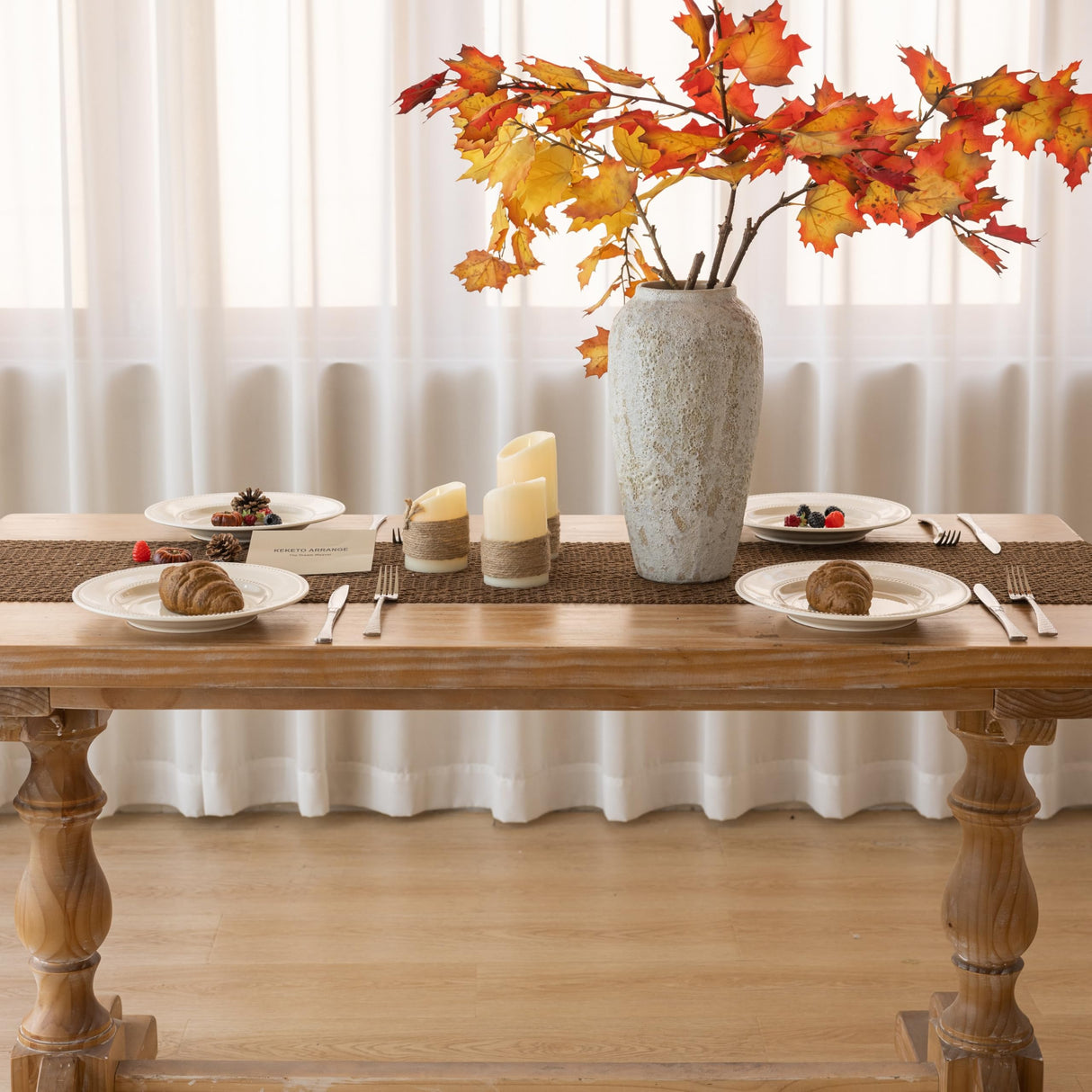 Keketoarrange Boho Brown Table Runner for Home Decor 12x72 Inches Farmhouse Macrame Burlap Jute Rustic Dining Kitchen Centerpiece Bohemian Decor French Country Baby Bridal Shower Decorations Keketoarrange