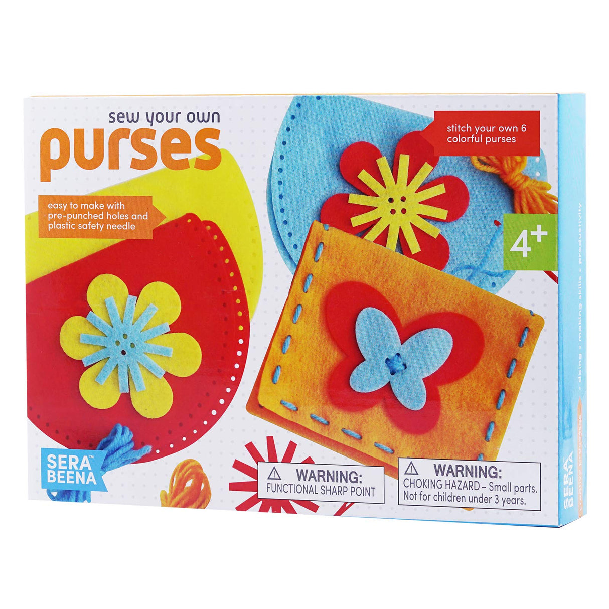 Serabeena Sew Your Own Purses - Sewing Kit for Kids Ages 4-8 Plus - Felt Crafts - Helps Develop Fine Motor Skills - DIY Kit With 6 Purses & Accessories Serabeena