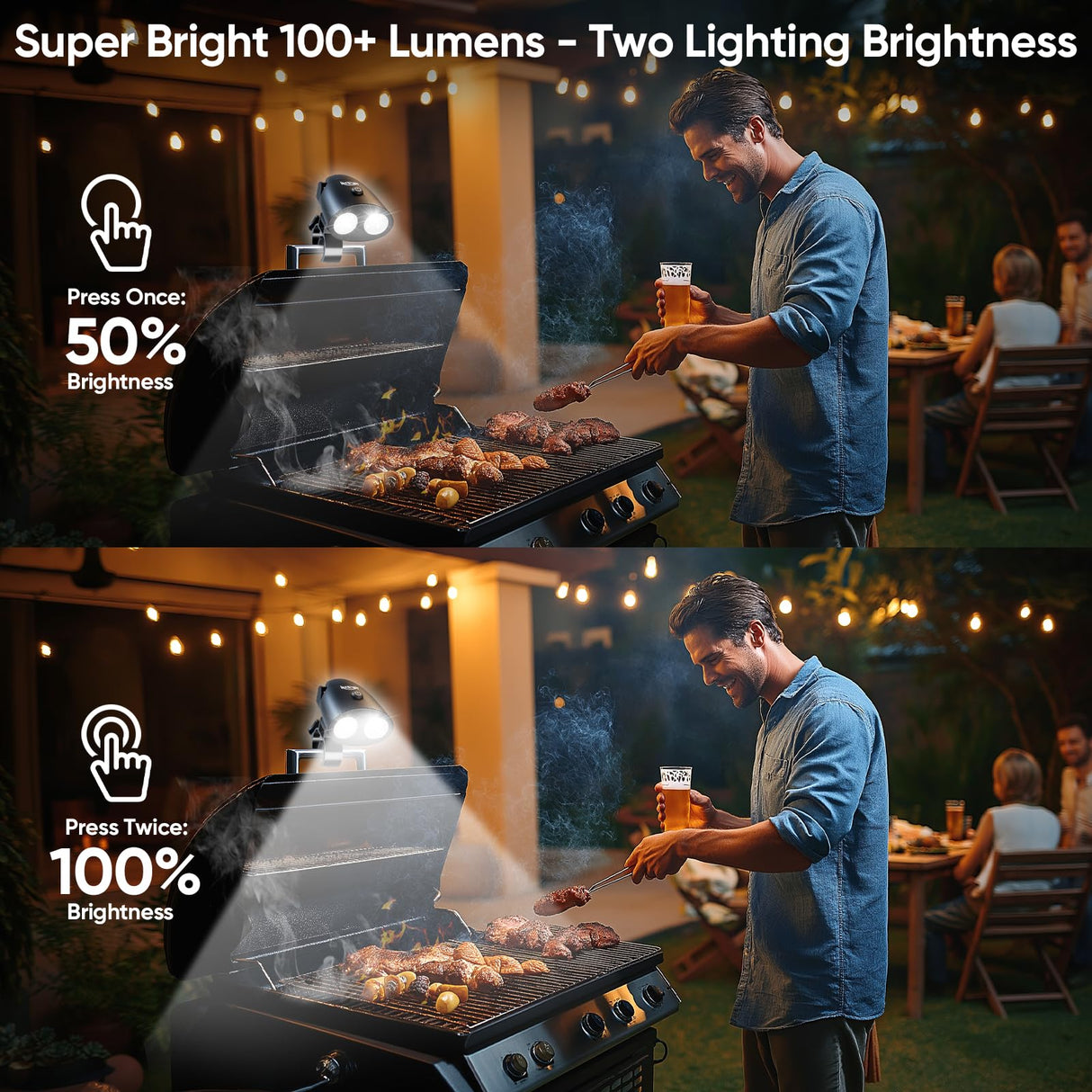 Grill Light Grilling Accessories: Valentines Day Gifts for Him Husband, Grilling Gifts for Men, Smoker BBQ Accessories for Outdoor Grill, BBQ Light with Two Brightness Settings, 3 Batteries Included RVZHI