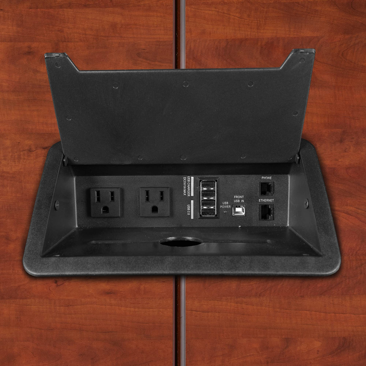 Array 120" Conference Table with Power Data Grommet- Cherry/Black Regency