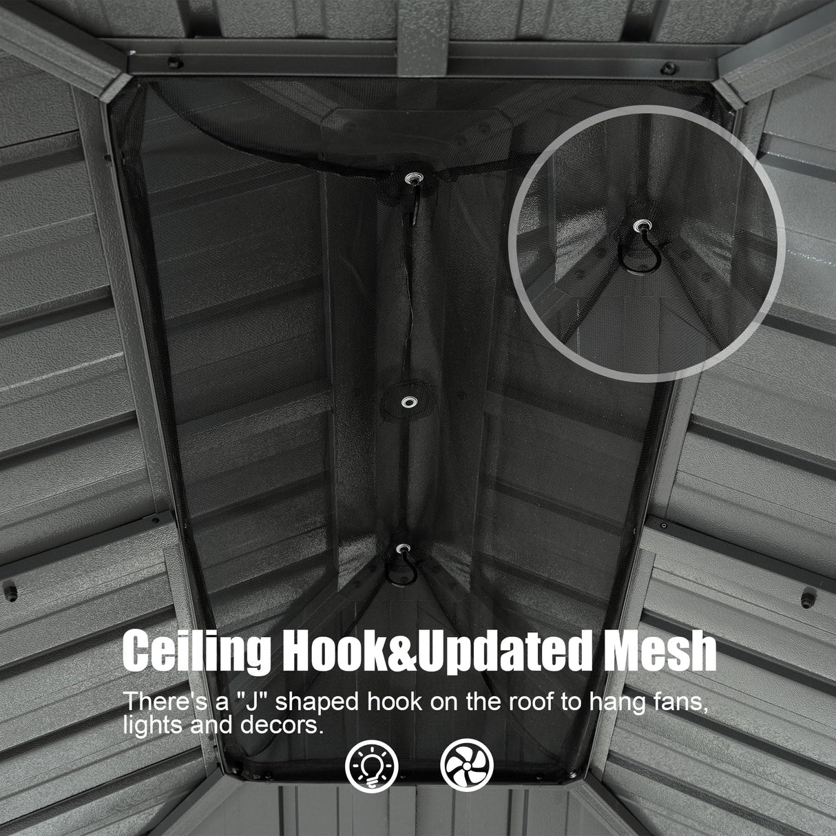 Domi 14x20FT Outdoor Gazebo, Hardtop Gazebo with Galvanized Steel Double Roof, Metal Gazebos with Drainage System Patio Pergola for Patio Deck Backyard,Curtain and Netting,Gray domi outdoor living