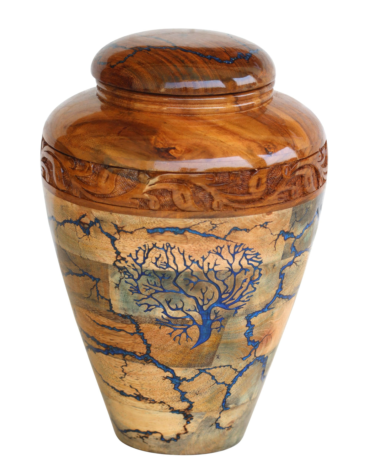 Handmade Wooden Urn Box for Addult Ashes | Wood Cremation Urns for Male and Female | Decorative Urns | Funeral Urns | Burial Urns (12 x 8 x 8), Brown, IU - 436 Solid Wood Handicrafts