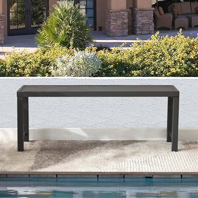 Outdoor Metal Backless Bench, 46" Patio Garden Bench for Outdoor, All Wheather Outdoor Bench for Garden, Backyard, Porch, Grey