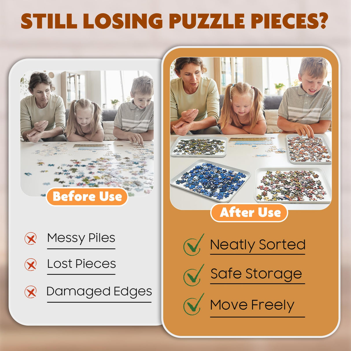 Nariolar 11.5 x 8.3 in Puzzle Sorting Trays Stackable, 6-Pack Puzzle Piece Sorter Trays for 1000/1500/2000 Pieces Nariolar