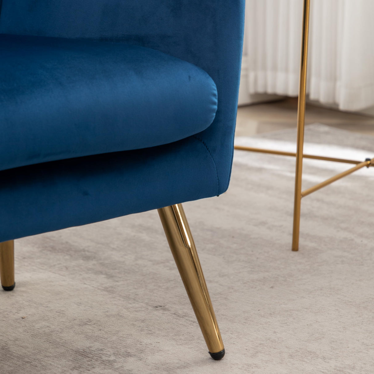 Roundhill Furniture Sovarol Velvet Button-Tufted Wing Back Accent Chair, Blue Roundhill Furniture