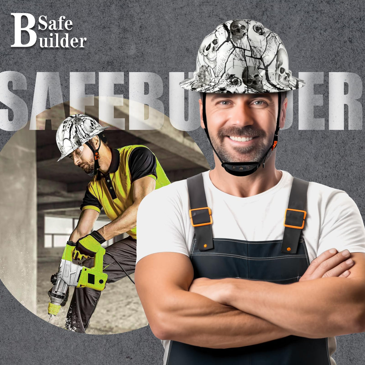 SAFEBUILDER SBD-G1C Construction Full Brim Safety Helmet HDPE Hard Hat Vented OSHA Approved Hardhats Sunshade Carbon Fiber Pattern Industrial Work Certified ANSI/ISEA Z89.1 (Shh Full Brim Hard Hat) SAFEBUILDER