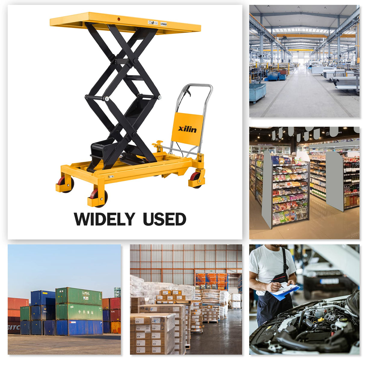 Xilin Hydraulic Lift Table Cart, Hand Lift Platform 1760 lbs Capacity 59" Lifting Manual Double Scissor Cart with 4 Wheels, for Material Handling and Transportation Xilin