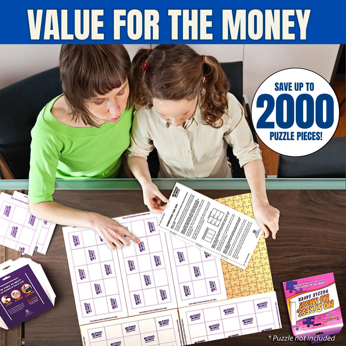 AGREATLIFE Preserve 2 x 1000 to 4000 Pieces Jigsaw Puzzles Puzzle Saver 12 to 24 Sheets - No Stress, No Mess Jigsaw Puzzle Glue Sheets AGREATLIFE