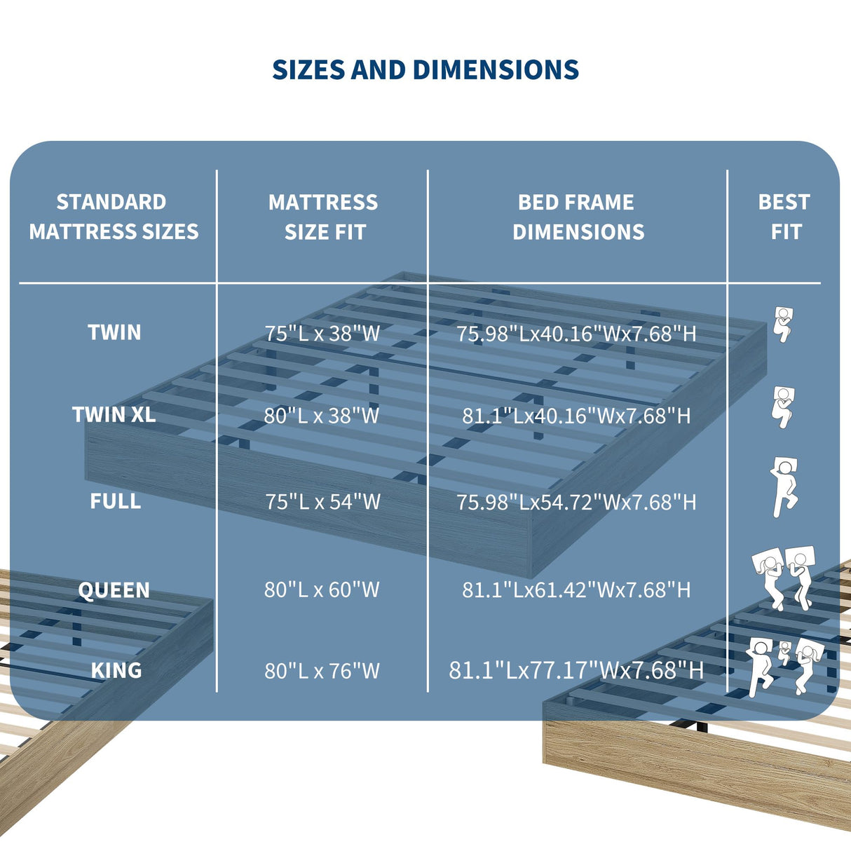 ELETHEBIA Twin Size Wooden Platform Bed Frame, Floor-Standing Bed Frame with Wood Slats Support, No Box Spring Needed, Low Profile, No Headboard, Easy Assembly, for Small Bedrooms, Apartments, Oak ELETHEBIA
