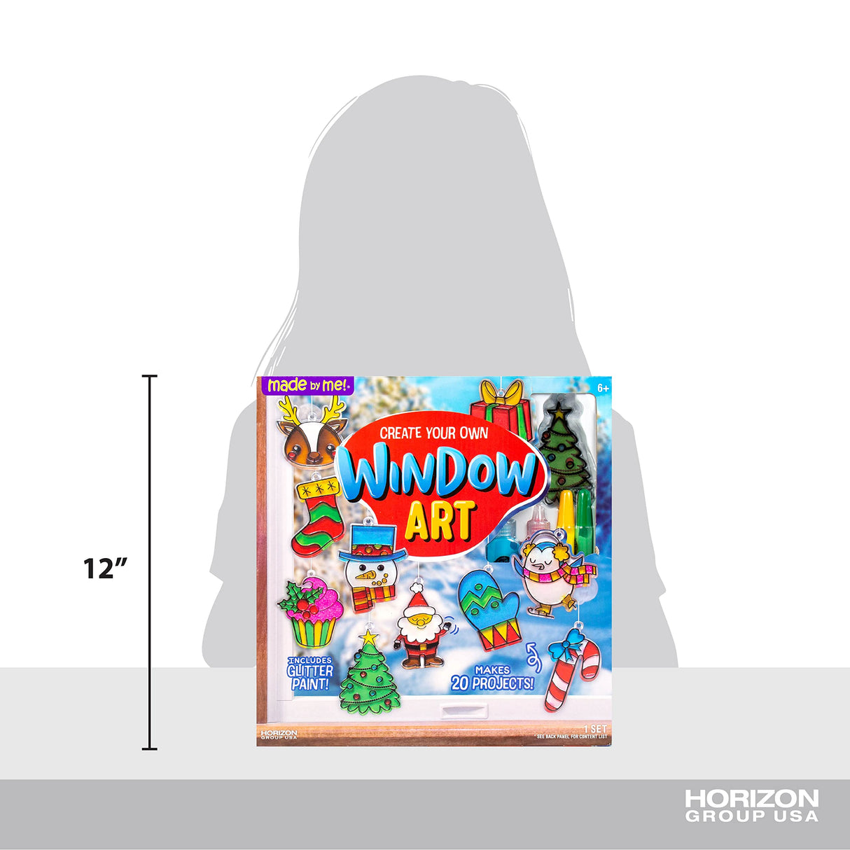 Made By Me Create Your Own Holiday Window Art by Horizon Group USA, Make 20 Projects, Includes Winter-Themed Suncatcher Frames & Window Clings, Glitter Paint, Paint Tubes, Suction Cups & Cording Made By Me