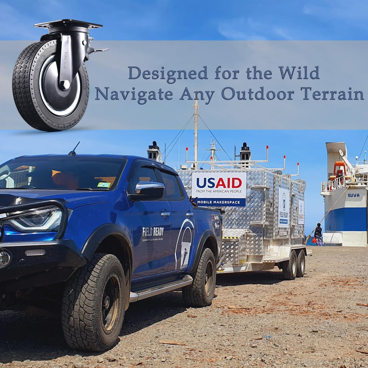 Heavy Duty 8 Inch Caster Wheels Set of 4 Industrial Swivel Locking Casters with Brake 3200 Lbs Load Capacity Rubber Wheels for Cart, Furniture, Workbench Outdoor Black Castors, Includes Bolts & Screws TOO TCO