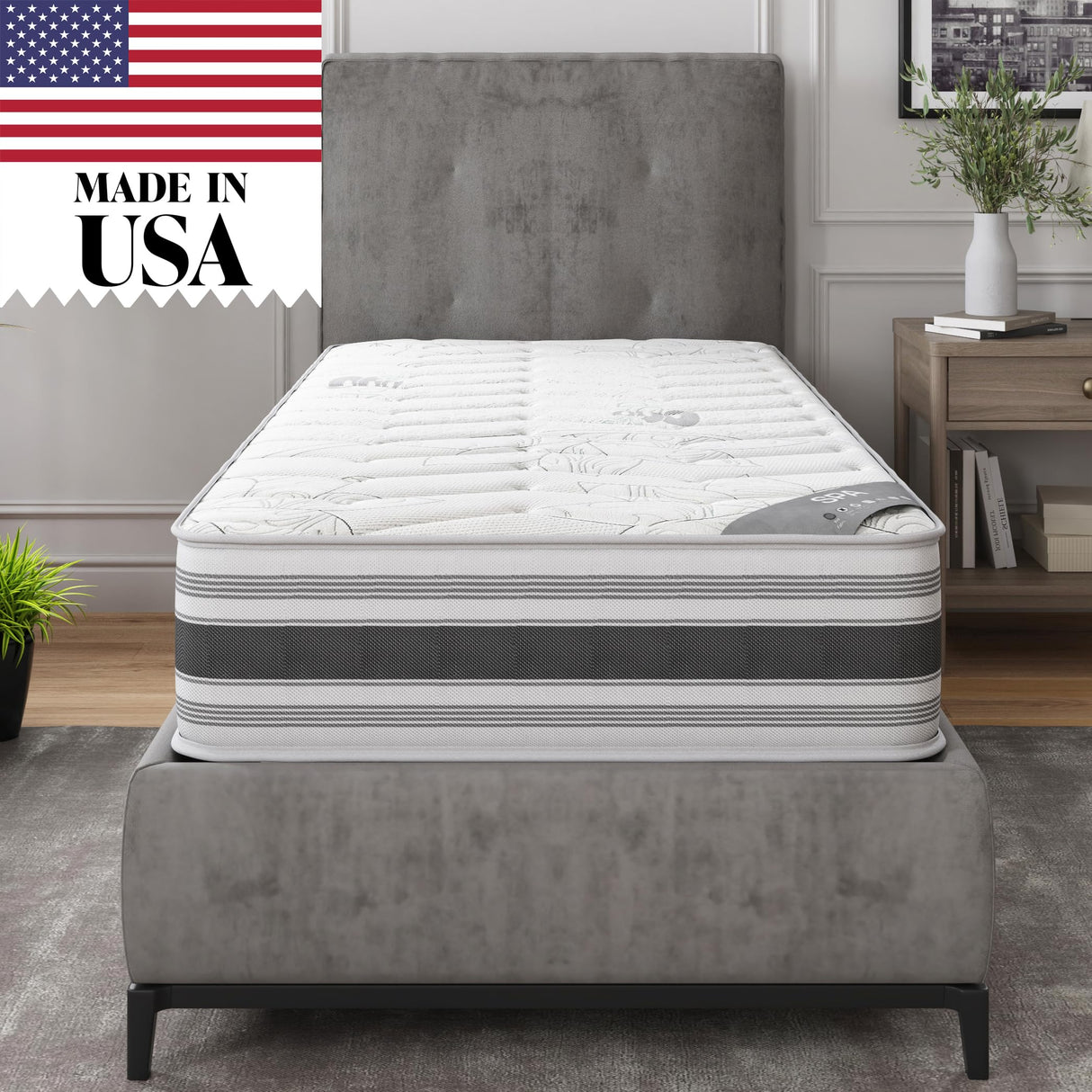 Ottomanson 12" Twin Mattress in a Box Made in USA, Firm Mattress, Hybrid Mattress Cool Improved Airflow with Edge to Edge Pocket Coil, Bed in A Box, Ottopedic Ottomanson