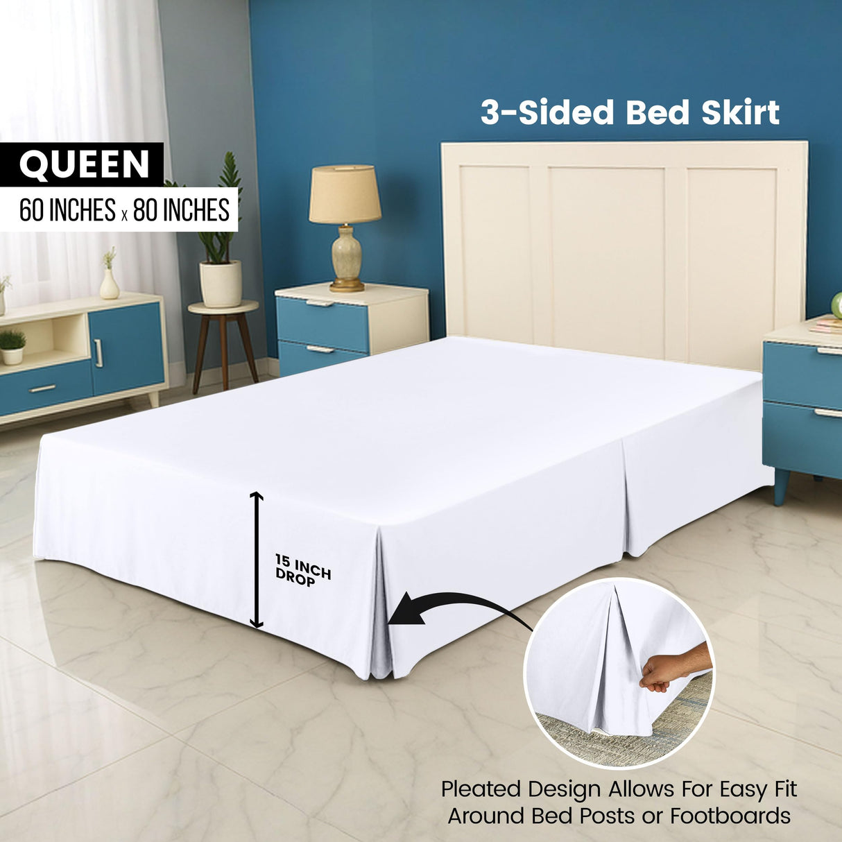 Utopia Bedding Queen Bed Skirt - Soft Quadruple Pleated Ruffle - Easy Fit with 16 Inch Tailored Drop - Hotel Quality, Shrinkage and Fade Resistant (Queen, White) Utopia Bedding
