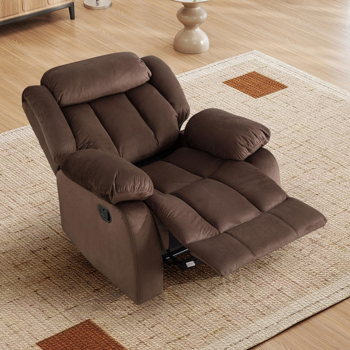 INZOY Manual Reclining Sofa Set, Included Manual Single Recliner Chair and Wall-Hugger 2 Seat Recliner Loveseat, Modern Double Reclining Sofa Couch for Living Room Furniture, Brown, 1+2 INZOY
