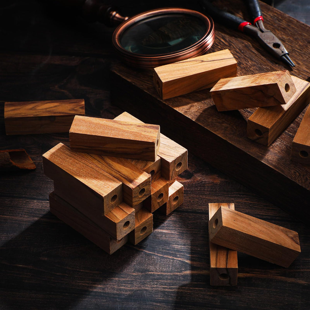 DoubleFill 20 Pcs Pre Drilled 7mm Olive Wood Pen Blanks for Woodturning Pen Turning Kit for Pen Making Supplies DIY Crafts, 2 1/2" x 3/4" x 3/4" DoubleFill