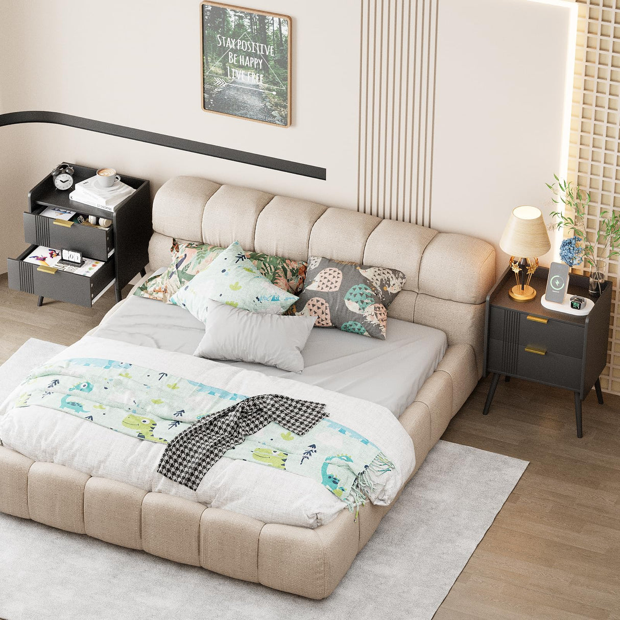 Aenuert White Nightstand Modern Bedside Table with 2 Storage Drawer, Small Night Stand, Wooden End Table,Sofa Side Table for Bedroom, Study Room and Small Spaces Aenuert