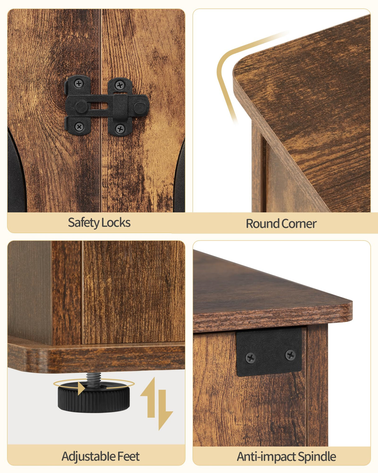 Hzuaneri 71" Dog Crate Furniture for 2 Dogs, Heavy Duty Indoor Dog Kennel TV Stand, XXL Wooden Dog Cage with Divider for Medium Large Dogs, End Table Dog Crate with Cushion, Rustic Brown DFC81901B Hzuaneri