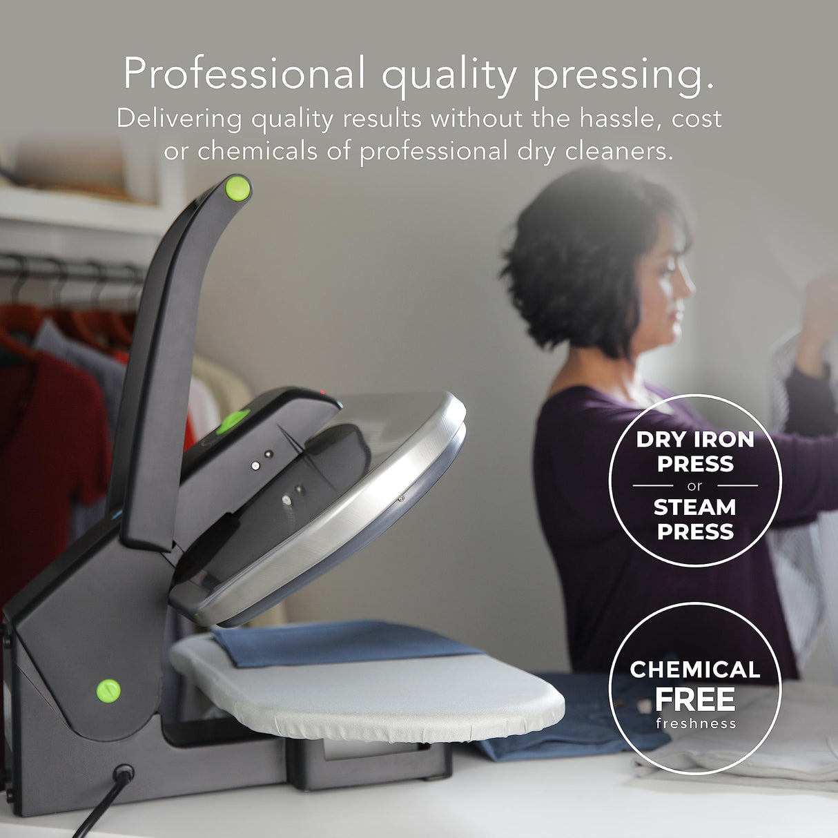 Steamfast SF-680 Digital Steam Press with Multiple Fabric Settings and Steam Burst Function,Stainless/Black, Stand Steamfast