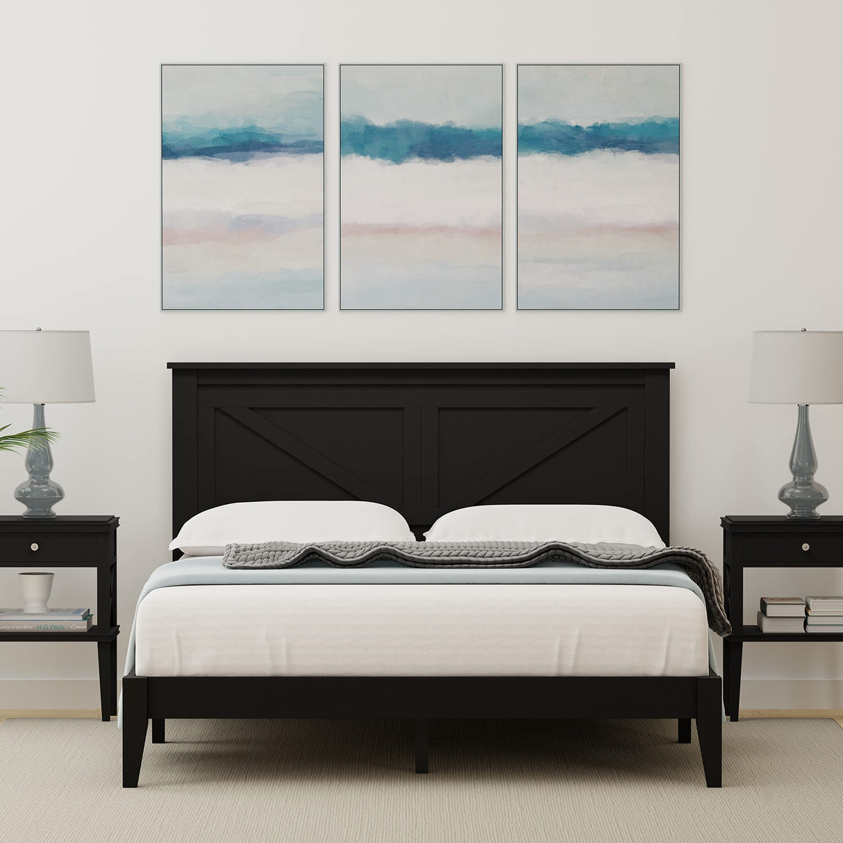 Glenwillow Home Farmhouse Solid Wood Platform Bed in Queen - Ebony (Black) Glenwillow Home