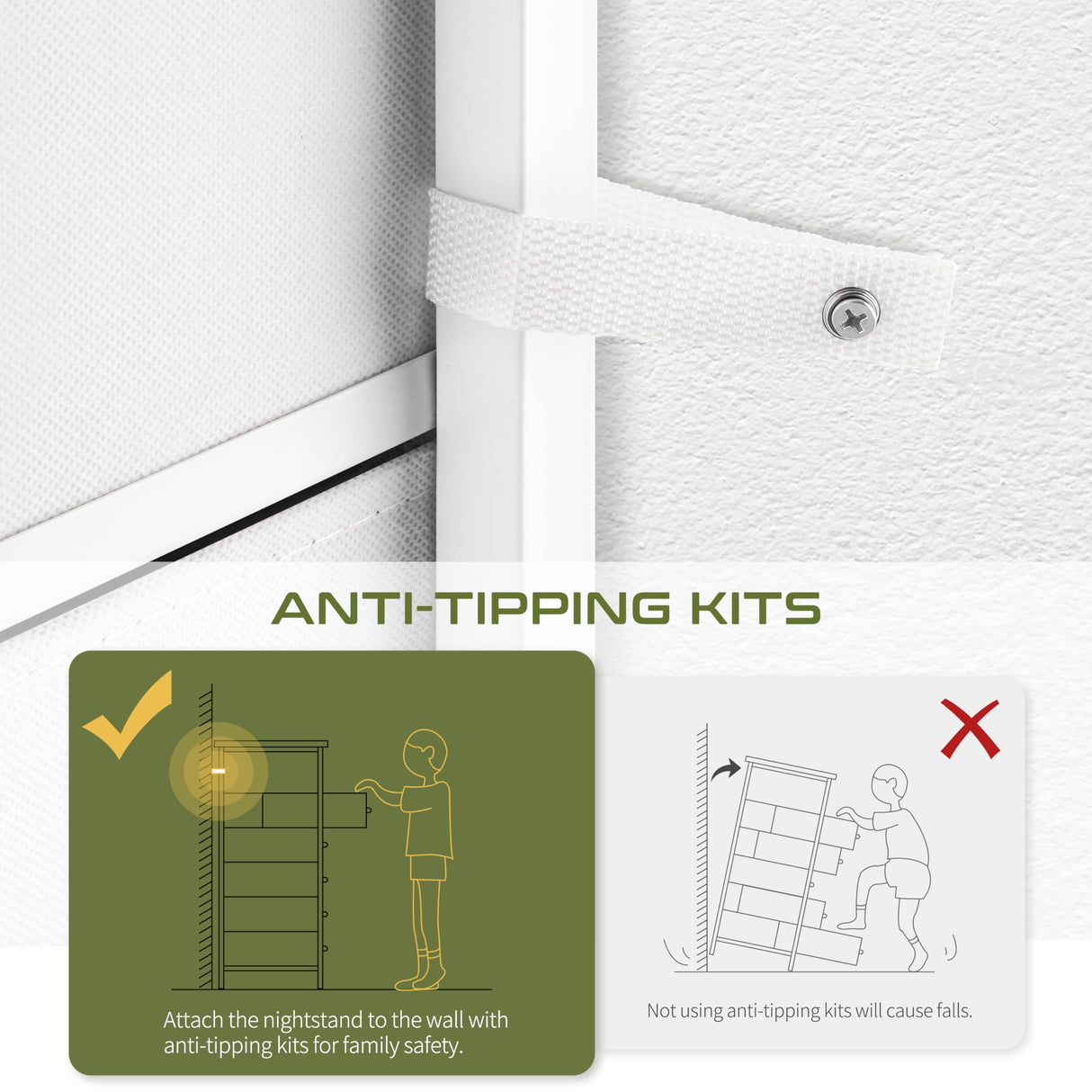 Yoobure 5 Drawers Dresser for Bedroom, Tall Nightstand with Charging Station, Fabric Dresser for Closet with Storage Shelf, Vertical Dressers Chest LED Night Stand, Bedside Table for Dorm Living Room Yoobure