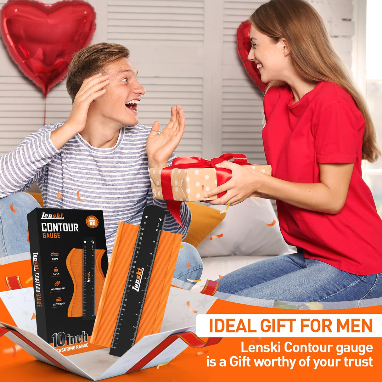 Lenski Contour Gauge Tool With Lock, Super Gauge Shape and Outline Tool for Corners and Contoured, Woodworking DIY Tools for Men Husband Dad Lenski