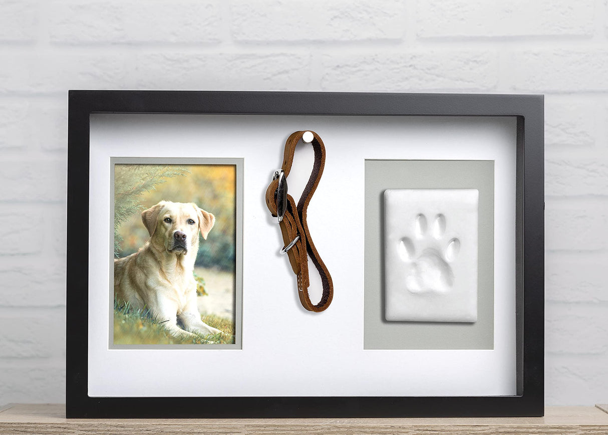 Pearhead Pawprints Collar Frame, Pet Keepsake Photo Frame, Clay Pawprint and Collar Frame, Pet Memorial Picture Frame Pearhead