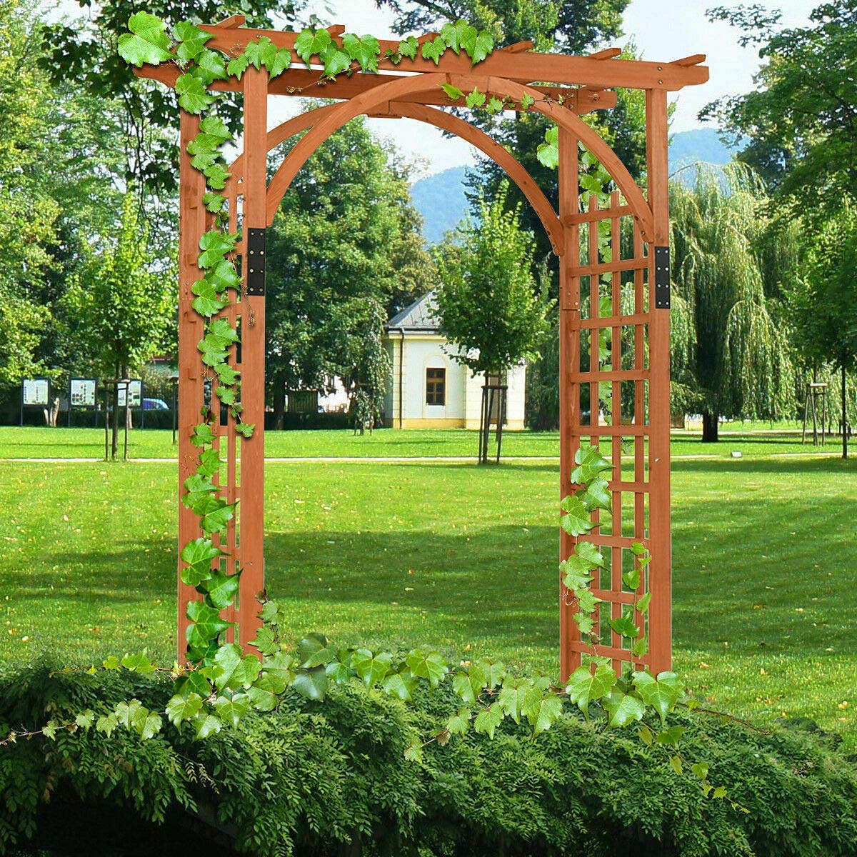 Classic Style Seedling Soar Master Cedar Wooden 63"x23.5"x84.5" Superior Outside Arbor Arch Pergola Trellis Wood Garden Yard Lattice ANA Store