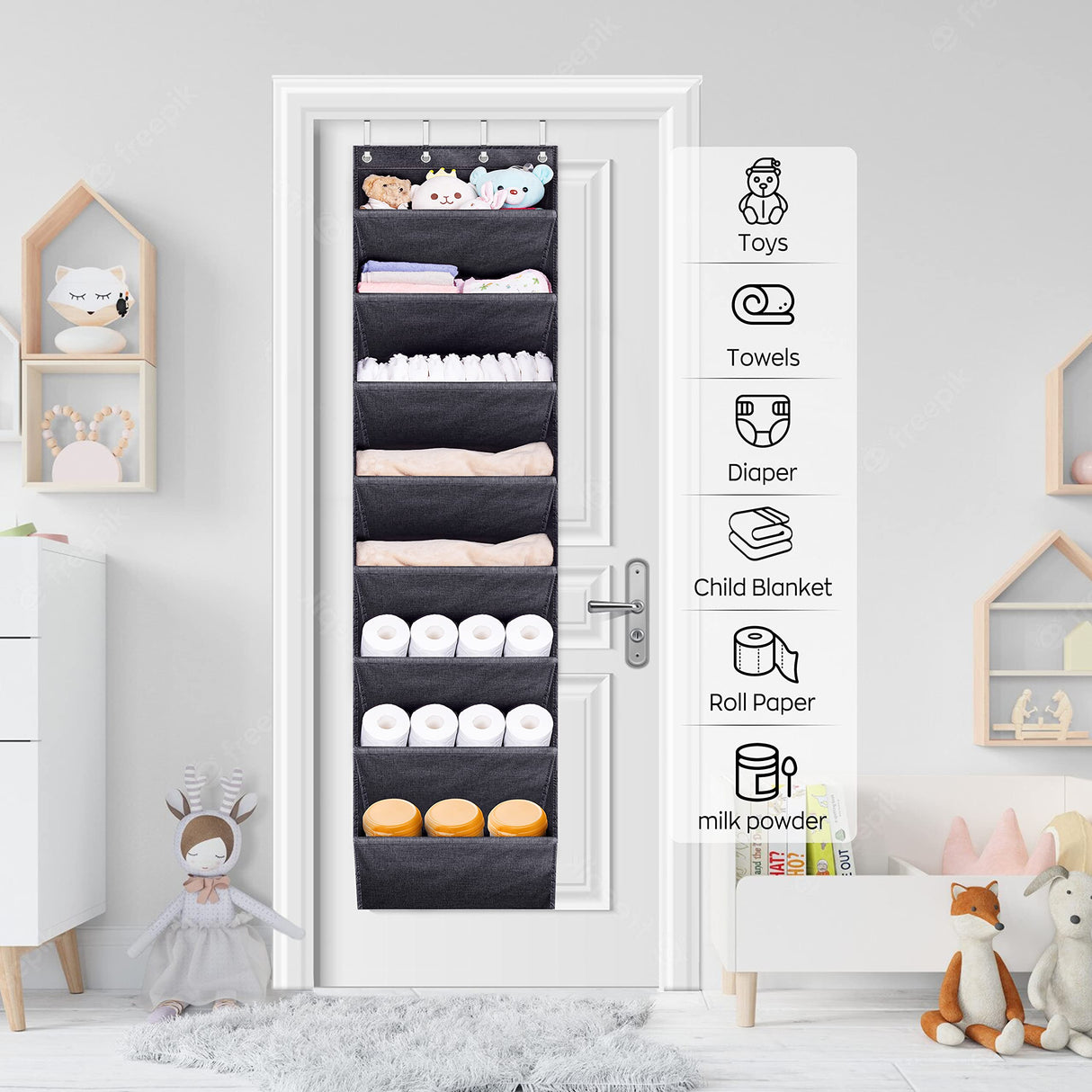 SLEEPING LAMB Over The Door Shoe Organizer for Closet with Large Deep Pockets, Narrow Shoe Rack for Door Hanging Boots Storage, Black SLEEPING LAMB