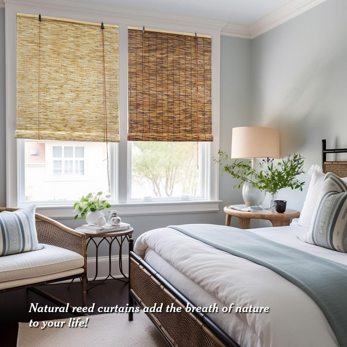 Blackout Bamboo Blinds, Bamboo Shades for Indoor Windows, Patio Shades Roll up Outdoor Porch Privacy Blinds,24" 26" 30" 36" 42" 48" 50" 54" 60" 67" 72" 75" 77" Wide VinLeap
