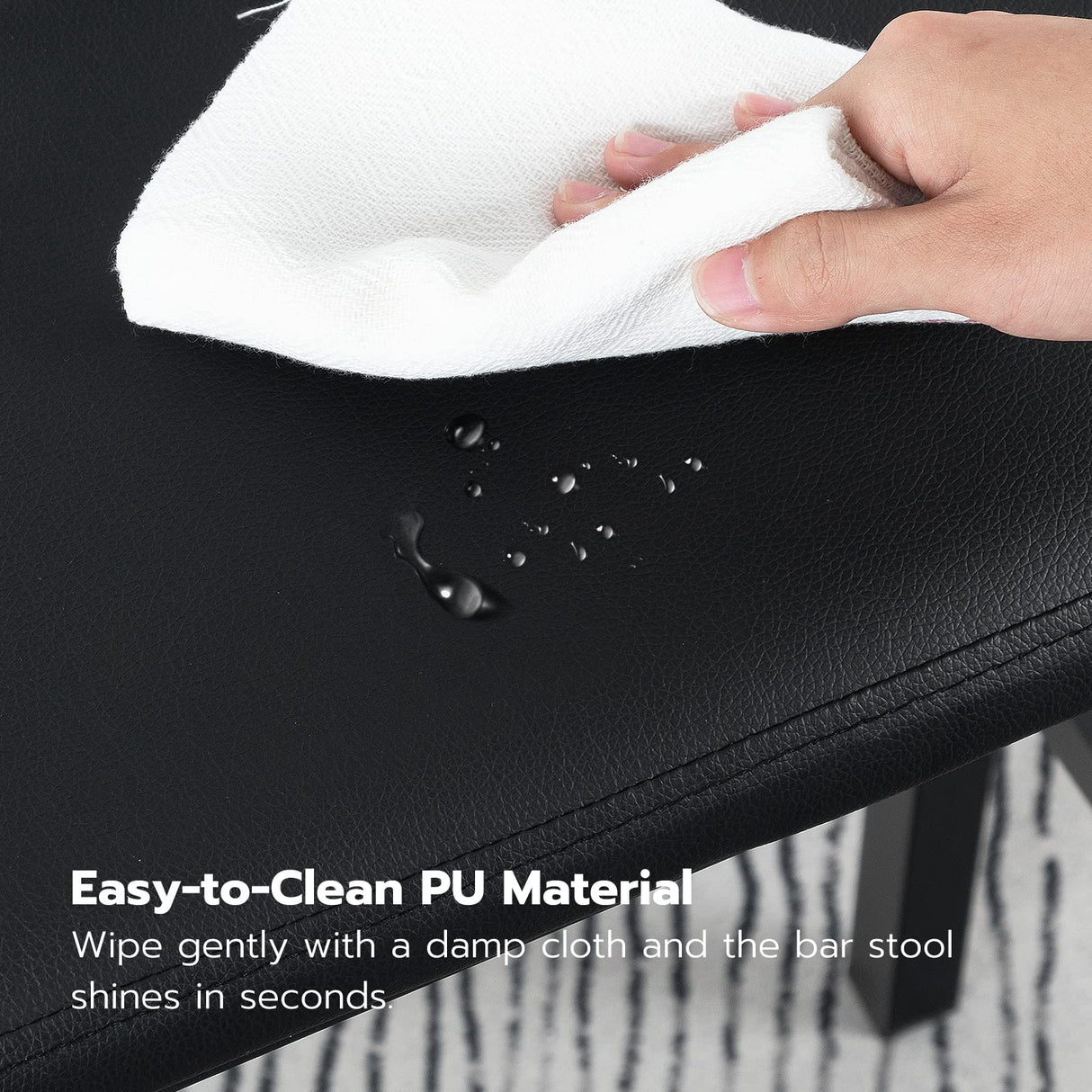 HOOBRO Bar Stools, 24" Set of 2 Bar Chairs, PU Leather Upholstered Breakfast Stools, Easy Assembly, Suitable for Kitchen, Bar, Dining Room, Black BB01MD01 HOOBRO