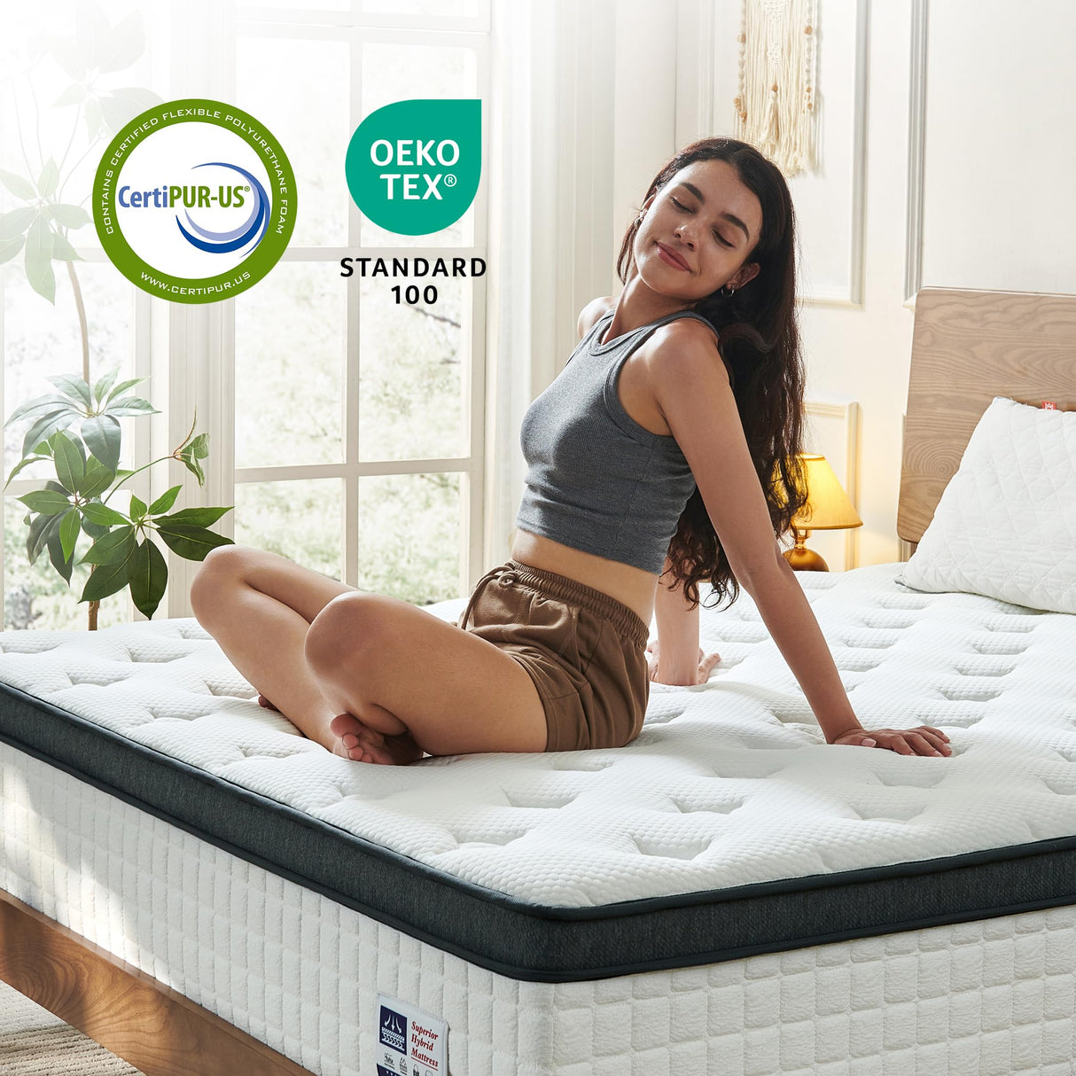 Vumece 14 Inch King Size Mattress in a Box, Luxurious Hybrid Mattress with Pressure Relieving Memory Foam and Individual Pocket Innerspring Coils for Balanced Feel, CertiPUR-US Certified Vumece