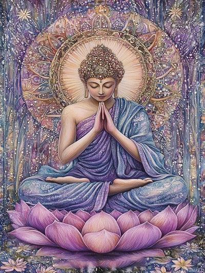 TUTUMAY21 Purple Buddha in Prayer Diamond Art Kits for Adults, Diamond Painting Kit for Adult Beginners Diamond Art Kits Home Wall Decor Gifts for Women 12x16 inch