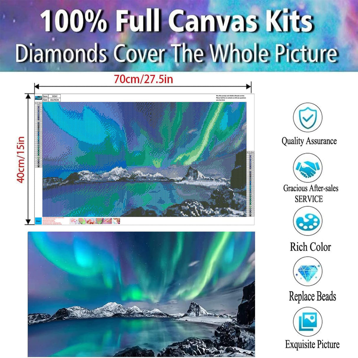 OFRKE Diamond Painting Kits for Adults,Large Aurora Diamond Art Painting for Beginners, Diamond Round 5D Full Drill Paint with Diamonds Pictures Gem Art Painting Kits DIY Crafts Kits 28X16in OFRKE