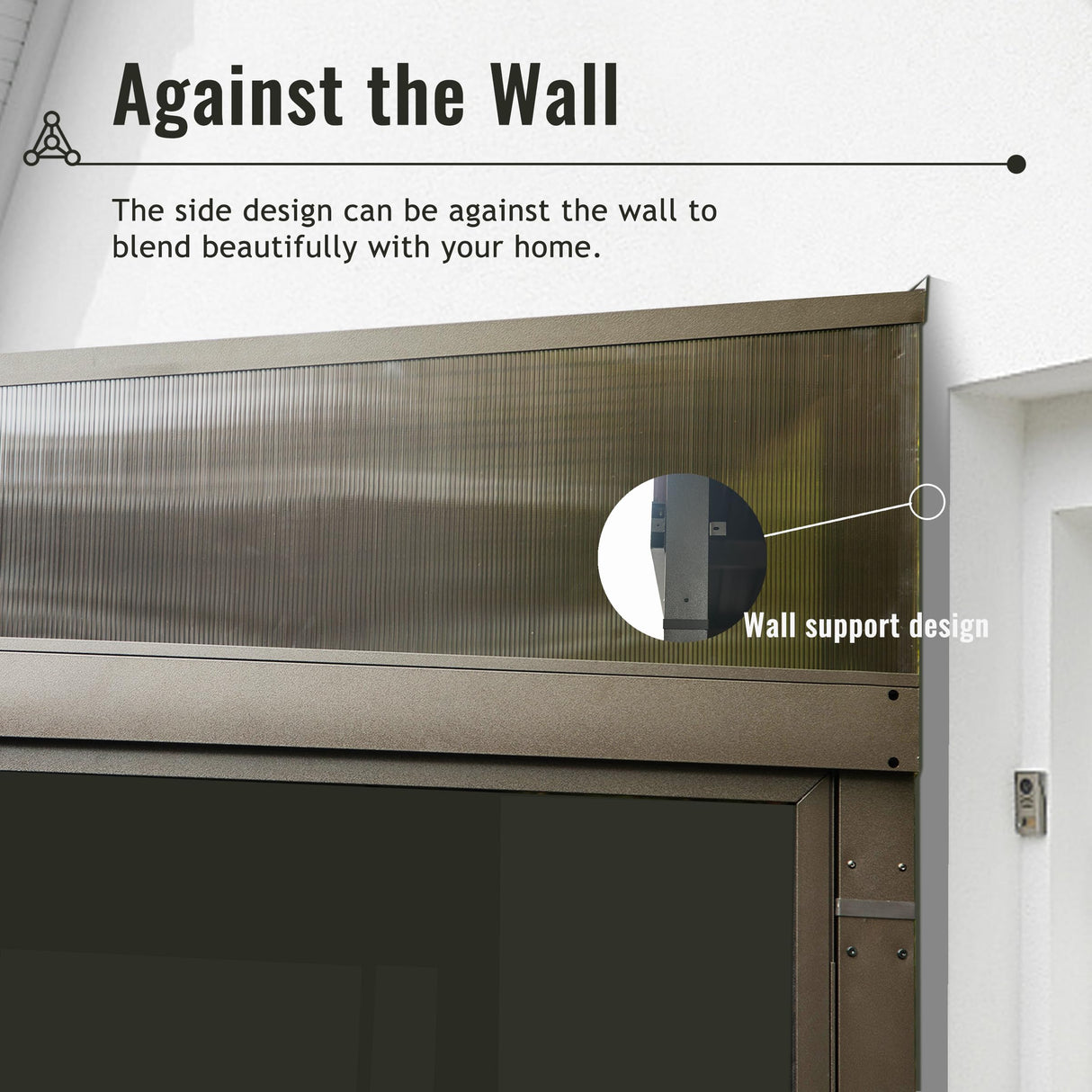 Domi 10x12FT Sunroom Gazebo,Solarium Aluminum Wall Mounted Gazebo with Galvanized Steel Sloping Roof,Lockable PC Screen House,with Front Door&Side Sliding Door,Lean to Gazebo for Patio Deck Lawn domi outdoor living