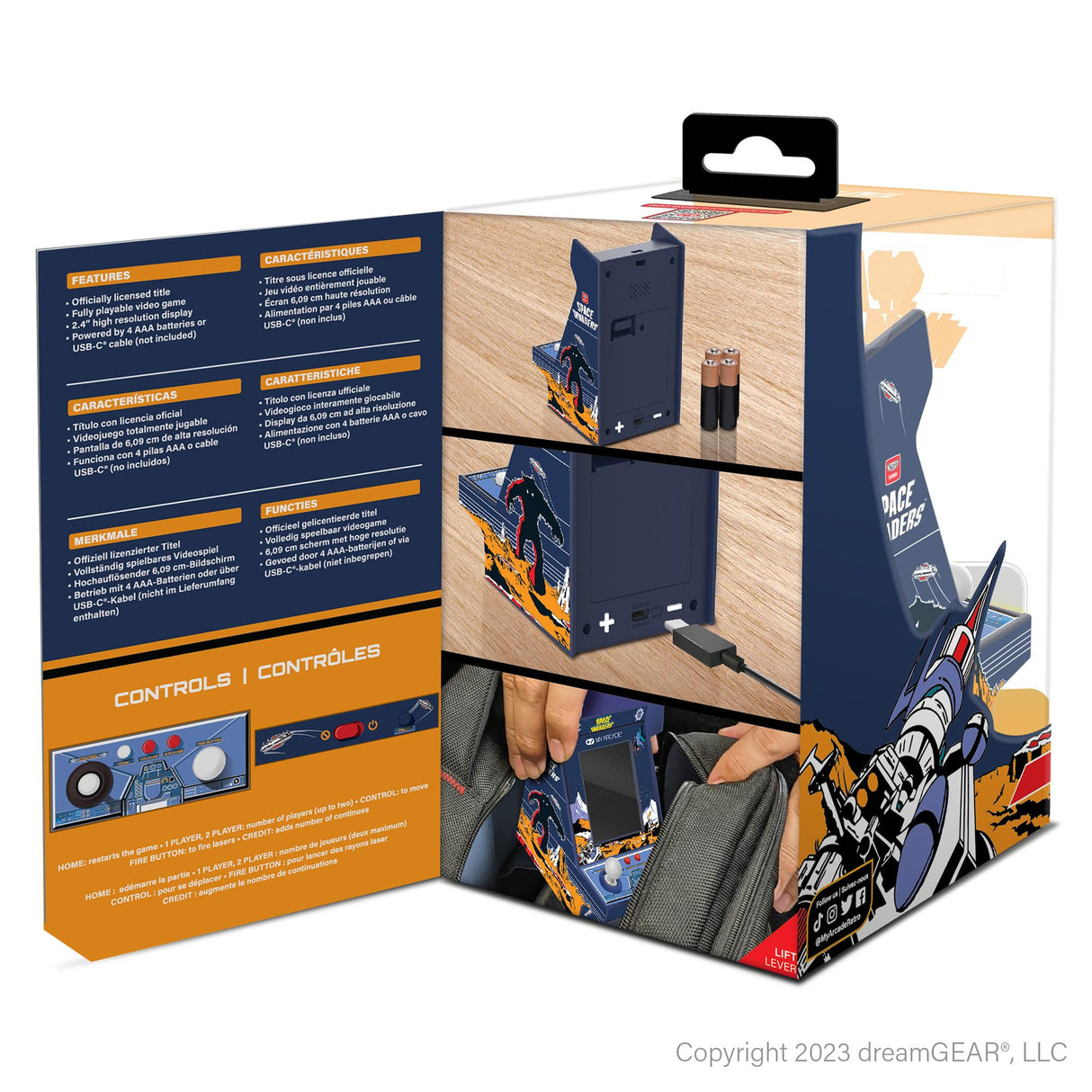 My Arcade Space Invaders Nano Player - Arcade Classics 4.5" Portable Handheld Mini Arcade Machine, 2.4" Screen Color Display, Retro Video Game My Arcade