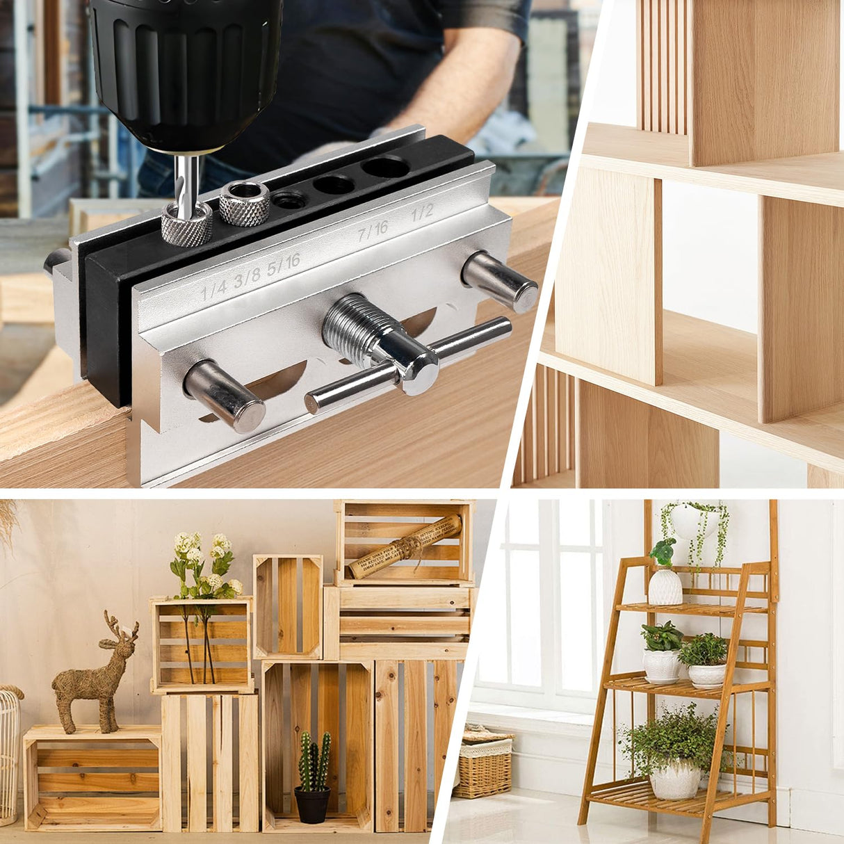 Donext Self Centering Doweling Jig, Adjustable Width Dowel Jig for Straight Holes, Biscuit Joiner Set With 6 Drill Guide Bushings, Woodworking Drilling Guide Power Tool Accessory Jigs Donext